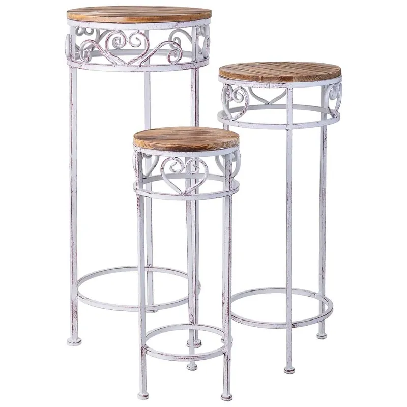Soporte para macetas set 3 piezas beige, 30x30x71h cm - Decoración