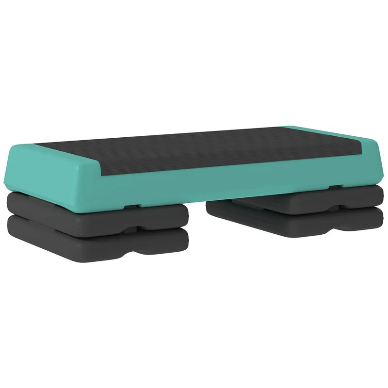 SPORTNOW Step de Aeróbic, Step para Fitness Antideslizante, Altura Regulable 3 Niveles de 10,5/15,5/20,5 cm, Carga 250 kg, para Ejercicio en Casa, Gimnasio, 77x36x20,5 cm, Verde y Negro - Deporte
