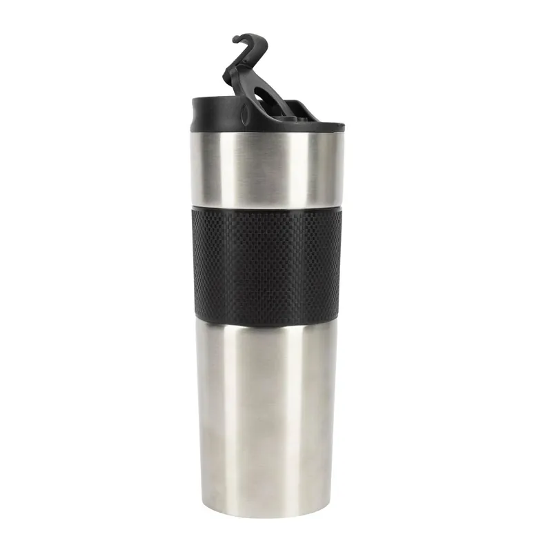 Taza de Viaje 460ml LOVERS en Acero inoxidable y silicona Negro Bergner - Cocina