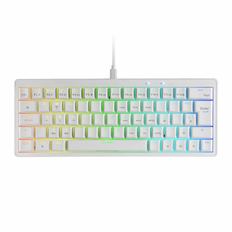 Teclado Gaming Mars Gaming MKMINIPROWBRES Blanco Qwerty US - Electrónica