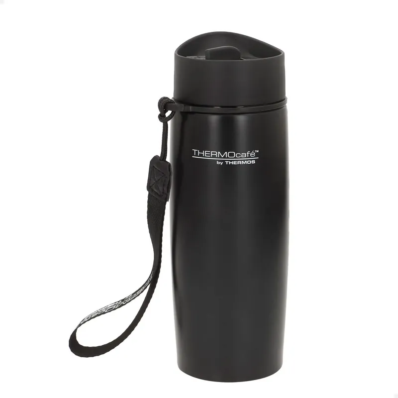 Thermos Termo acero inoxidable 350 ml negro con correa de transporte - Cocina