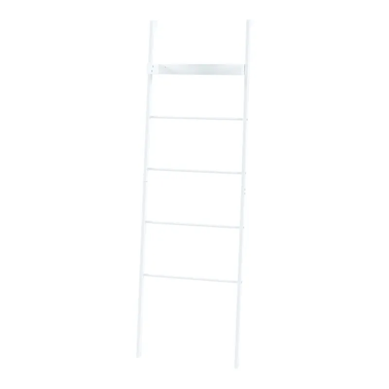 Toallero escalera Øksnes con estante acero 160x50x27,5cm - Blanco [en.casa]