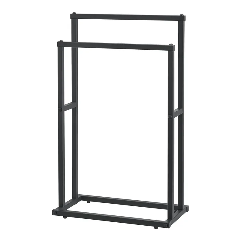 Toallero Omalo con 2 barras en forma escalonada acero 78 x 48 x 24 cm negro [en.casa] - Baño