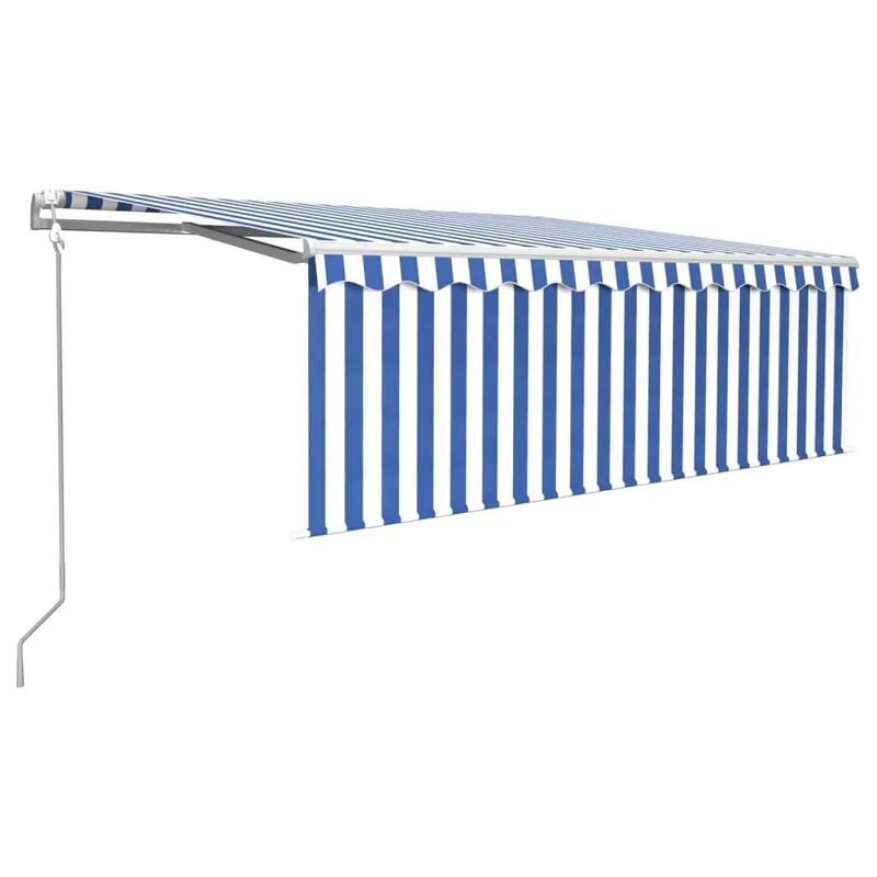Toldo retráctil automático con persiana 4,5x3 m azul y blanco VidaXL - Jardín