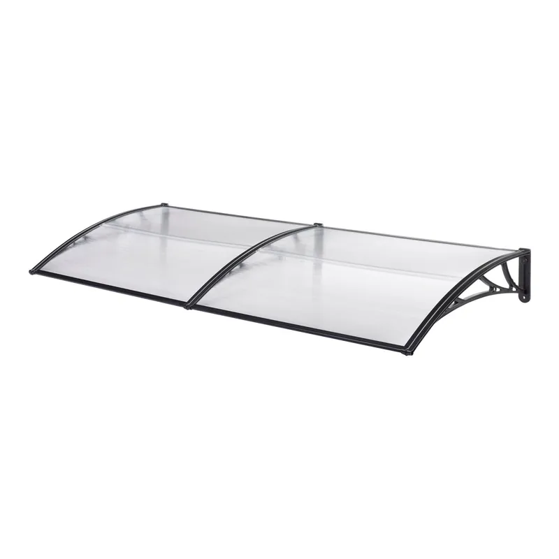 Toldo para puerta de entrada diseño marquesina para recepción resistente a la intemperie 240 x 80 cm negro transparente 03_0006391 - Jardín