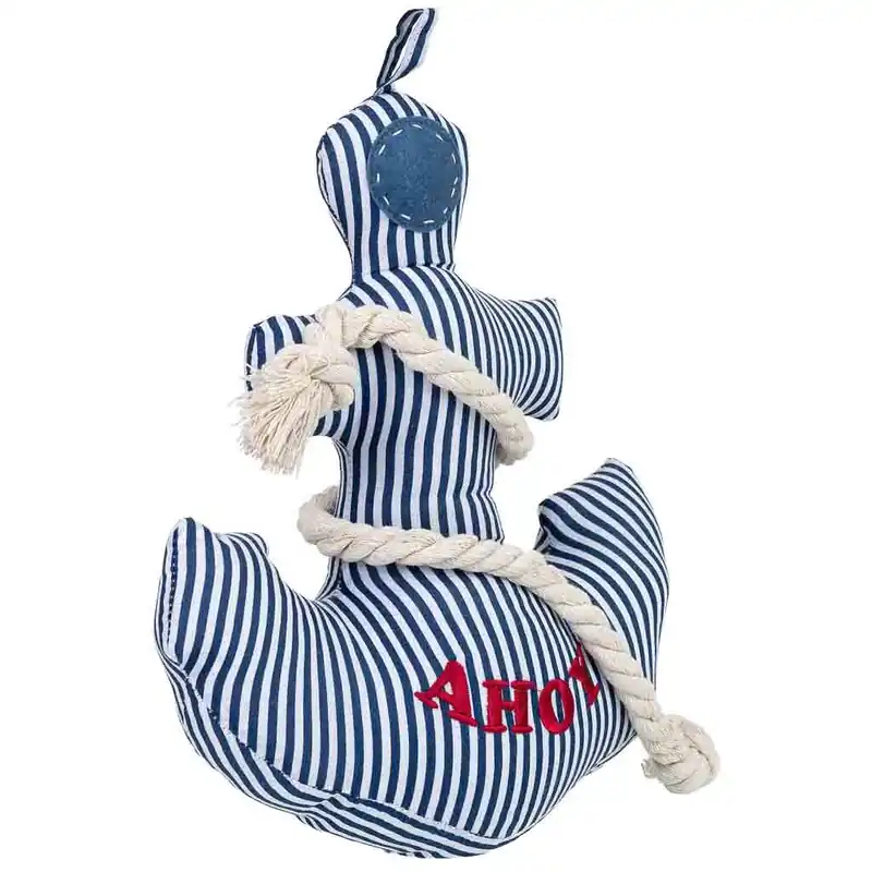 Tope de puerta ancla de algodón azul 28x10x26 cm - Decoración