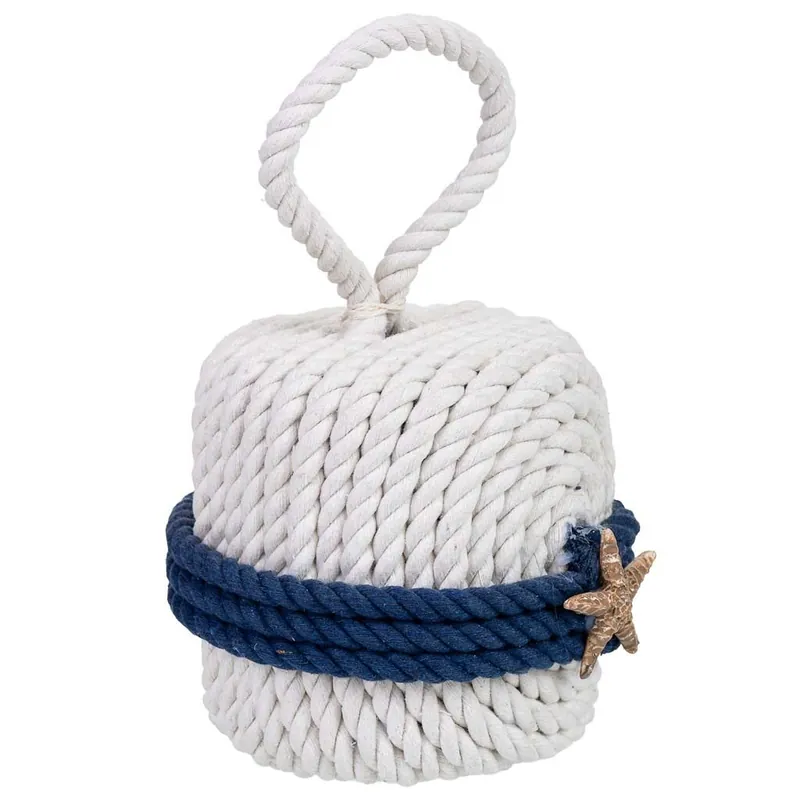 Tope de puerta de algodón con estrella blanco 14x14x23h cm - Decoración