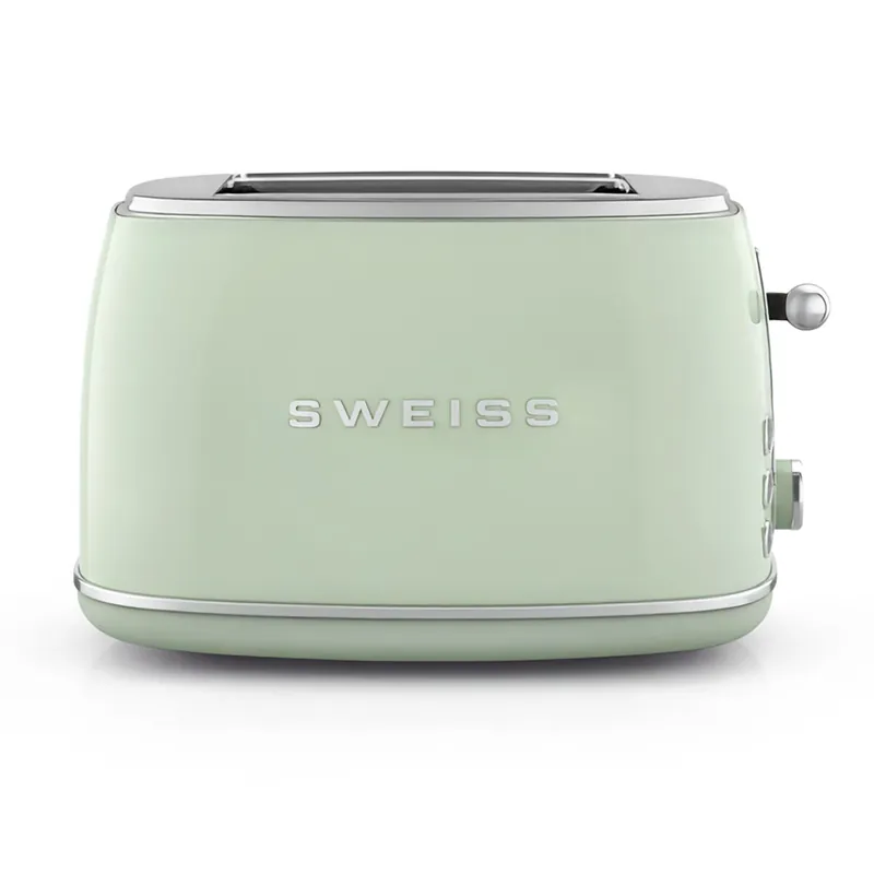 Tostadora vintage SWEISS GRS8 de 850 W con 2 ranuras, 6 niveles de tostado y función descongelar, beige - Electrodomésticos