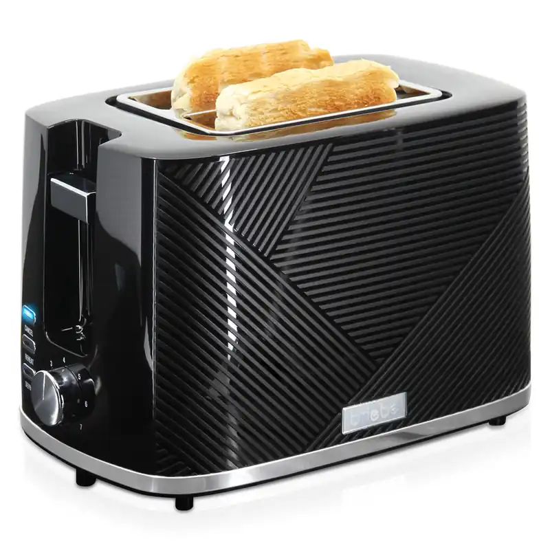 Briebe TA1169BLK Elegance Tostadora Pan Ranura Ancha, Tostador 2 Rebanadas 7 Niveles Tostado, Calientapanecillos, 870, Negro - Electrodomésticos