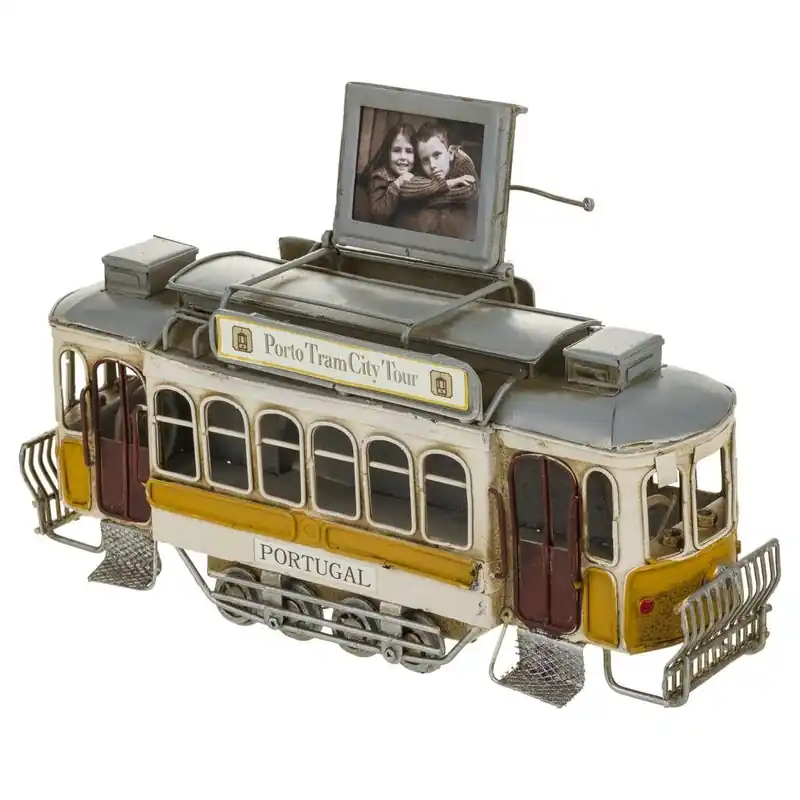 Tranvia portafoto de metal 26x8x13 - Decoración