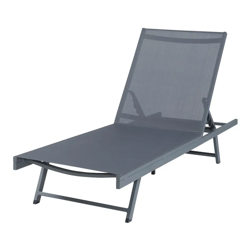 Tumbona Baragiano respaldo regulable 197x64x30cm - Antracita [casa.pro]
