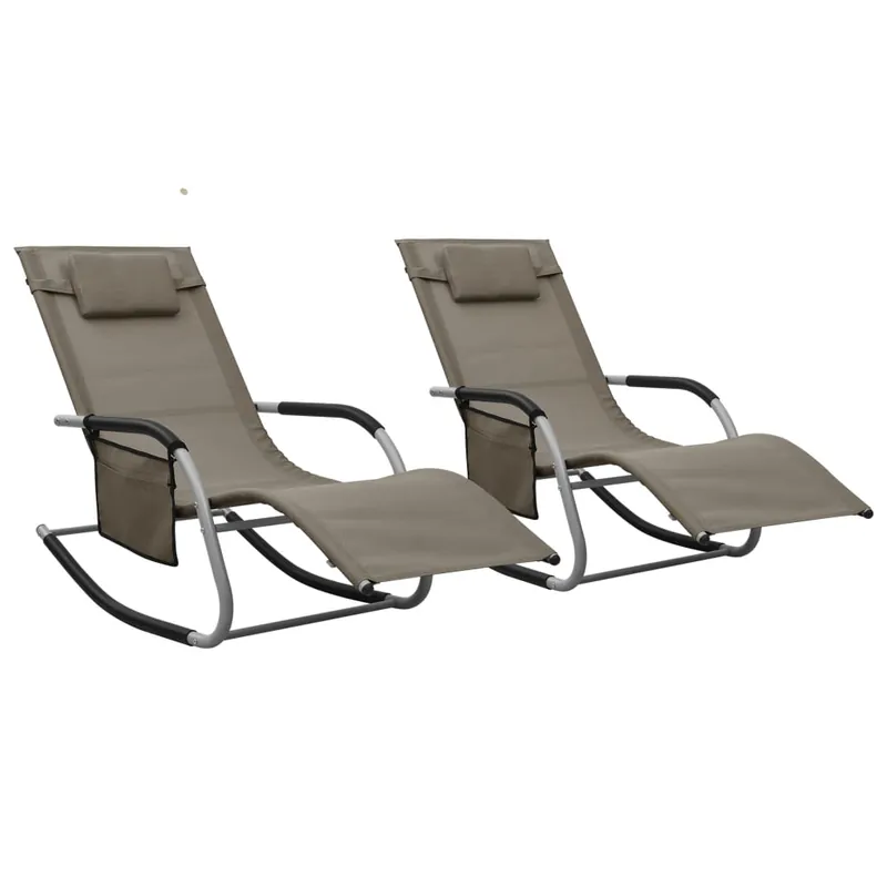 vidaXL Tumbonas 2 unidades textilene gris taupe y gris - Jardín