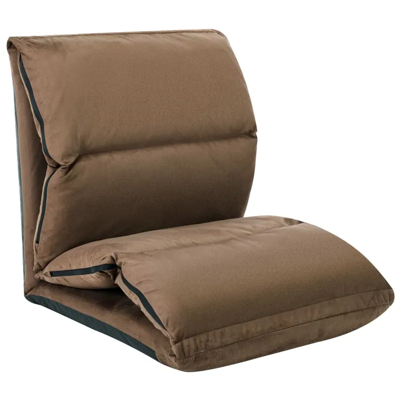 vidaXL Tumbona de suelo plegable microfibra marrón - Jardín