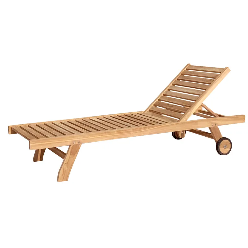 Tumbona recta de teca LOMBOK 200×65×35cm Madera clara - Jardín
