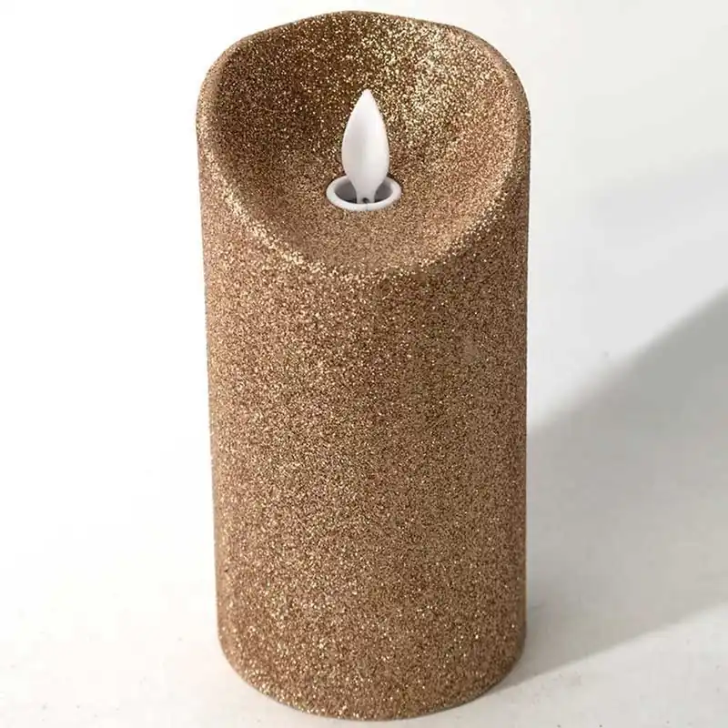 Vela de luz LED glitter oro Ø7,5x15 cm - Decoración