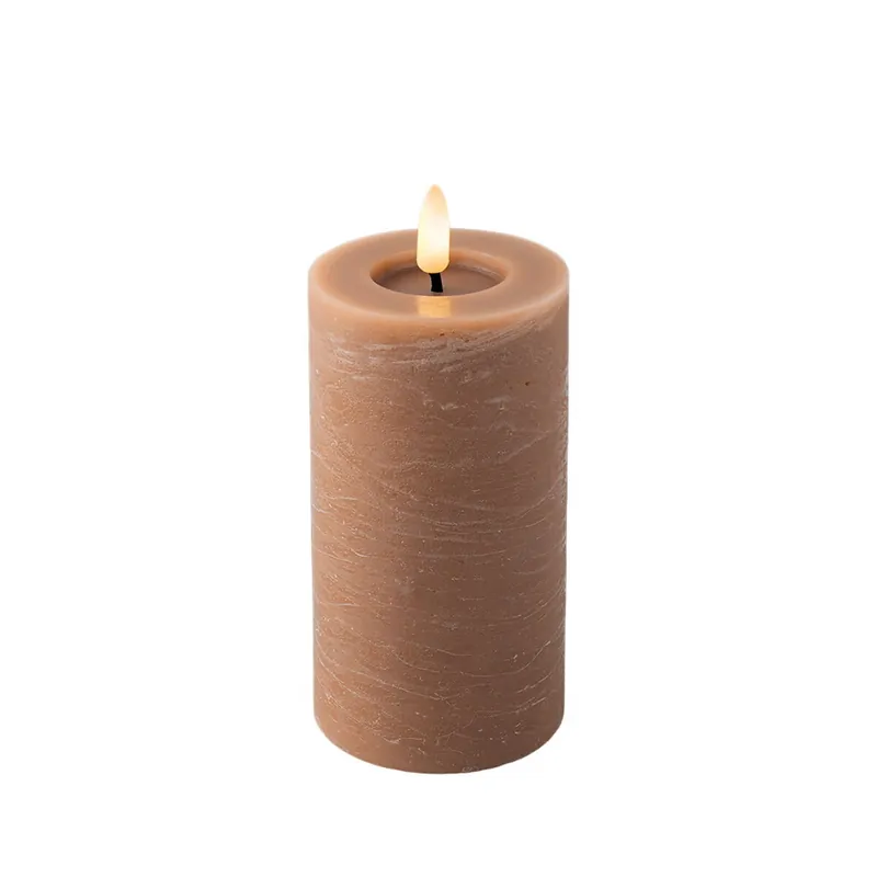 Vela LED Lumineo Marrón Ø 7 x 15 cm Efecto llama - Decoración