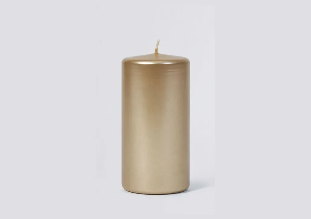 Vela taco METALIZADA oro 15x7cm - Decoración