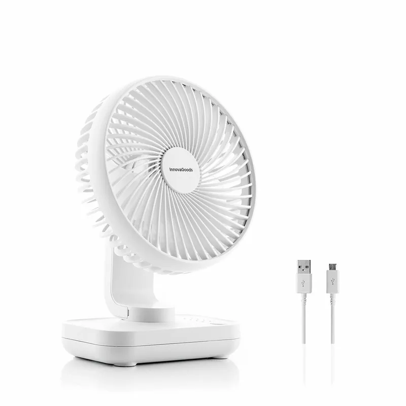 Ventilador de Escritorio Recargable Fanrec InnovaGoods Ø5,4'' 3600 mAh / 13,3 W - Electrodomésticos