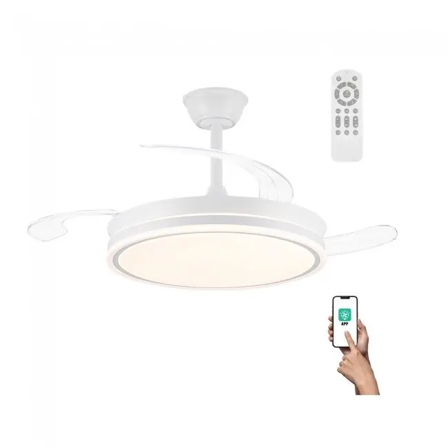 Ventilador LED aspas retráctiles Miso Evo Blanco CCT Dim 72W marca Wonderlamp - Electrodomésticos