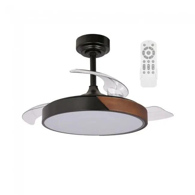 Ventilador LED aspas plegables Terno Mini Negro CCT Dim 46W marca Wonderlamp - Electrodomésticos