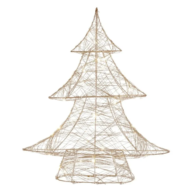 Well Home Árbol decorativo Luminoso color Dorado con 60 micro LED Blanco cálidos 60x50x13cm - Decoración