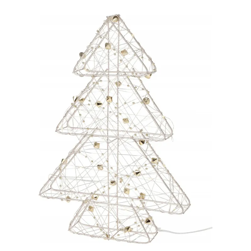 Well Home Árbol Navideño metálico Dorado con 20 luces LED Blancas cálidad 30x21x4cm - Decoración