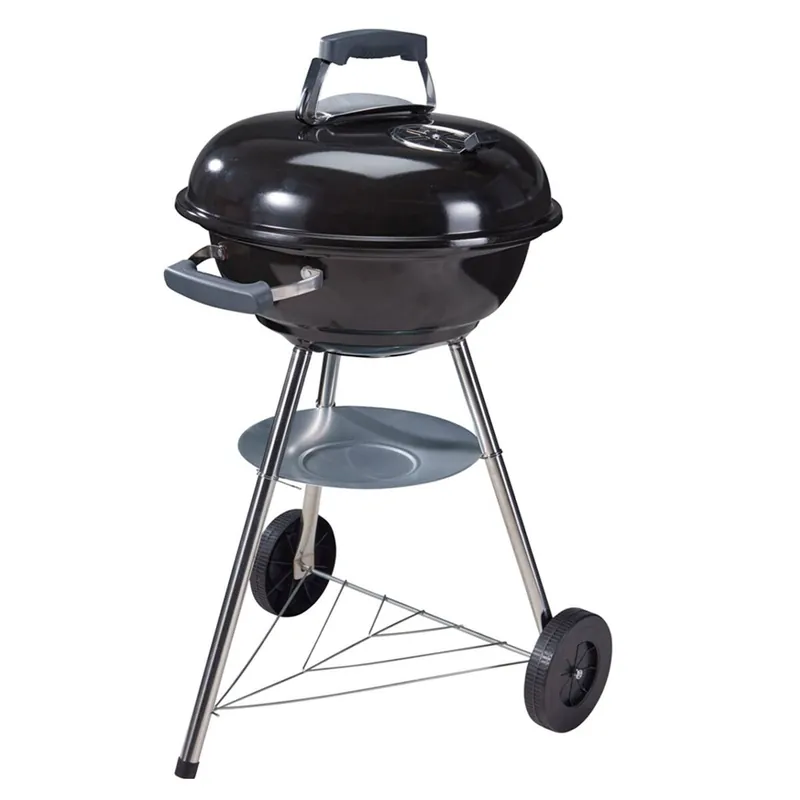 Well Home Barbacoa de Carbón con Ruedas Ø47cm - Parrilla de Acero Cromado y Rejilla para Carbón - Para Jardín, con Patas de Acero Inoxidable