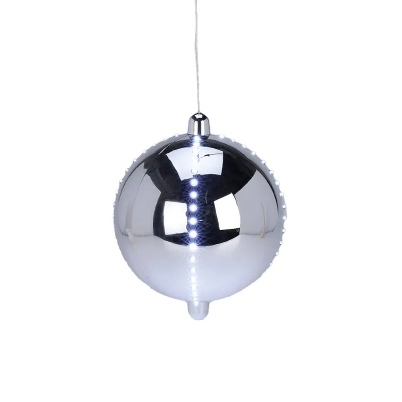 Well Home Bola de Navidad LED con 4 tiras de luces Ø15cm color Plata - Decoración