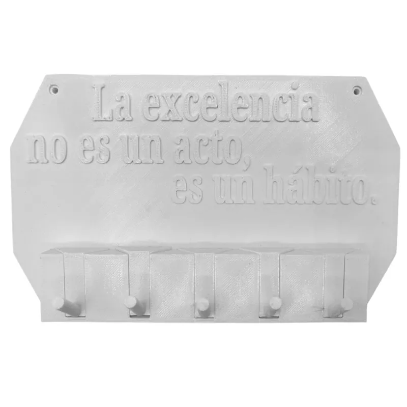 Well Home - Colgador de llaves de pared "La excelencia no es un acto, es un hábito" color Blanco