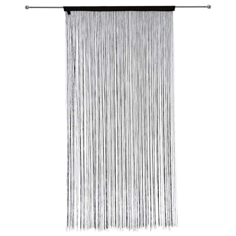 Well Home Cortina de Hilos 90x200cm en color Negro Ligera y Moderna - Textil