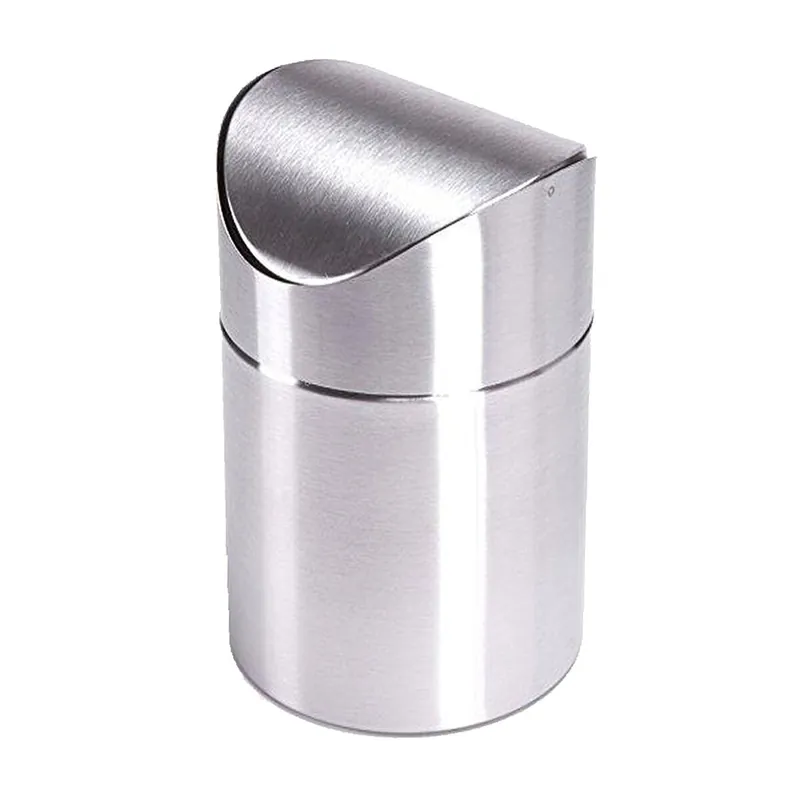 Well Home Cubo de basura con capacidad de 1,5 litros de acero inoxidable con tapa 12 x 17 cm. - Baño