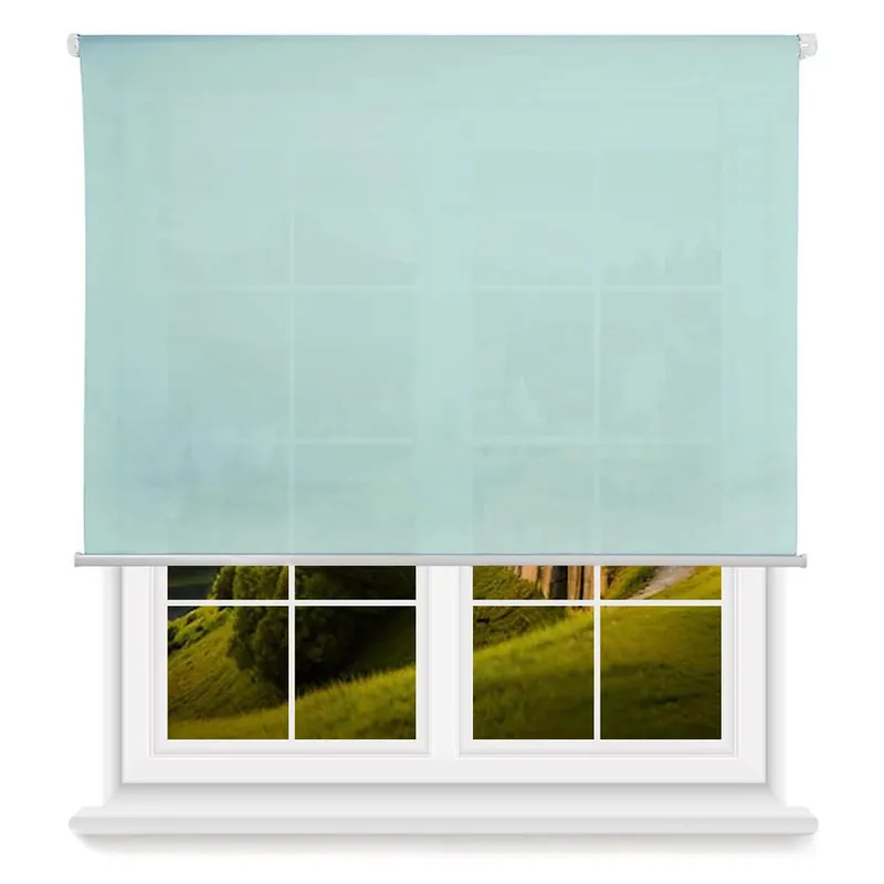 Well Home Estor enrollable Translúcido liso - Azul claro, 100 x 250cm (ancho x largo)/Tamaño de la tela 97 x 245cm