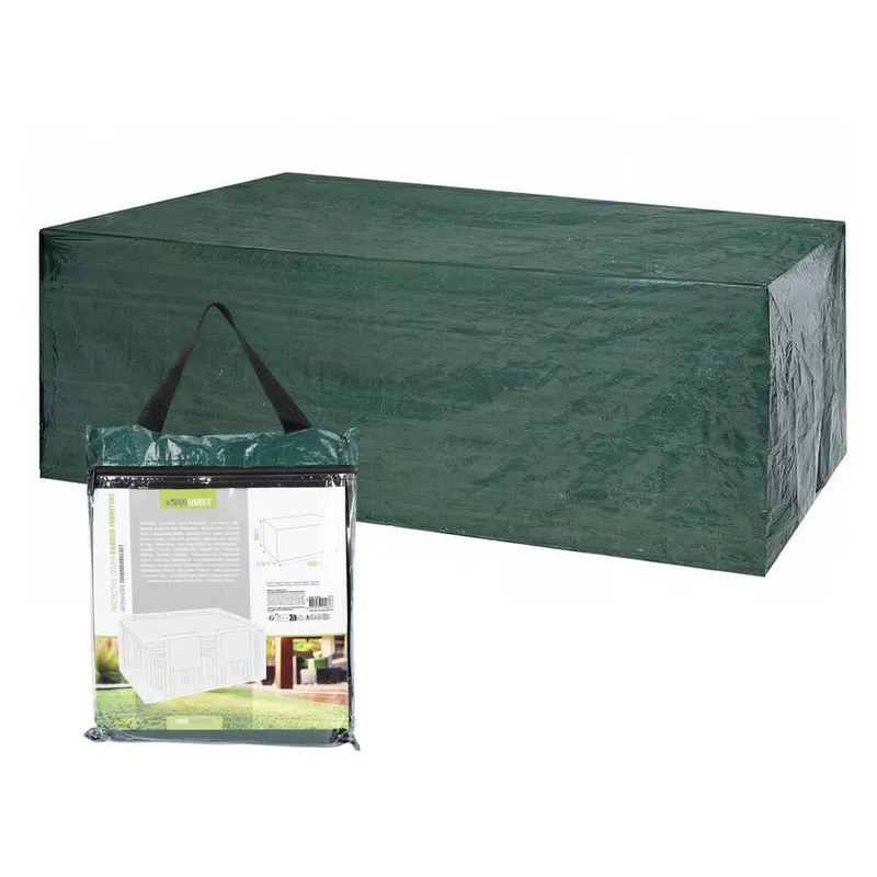 Well Home Funda rectangular para muebles de jardín 165x115x80cm color verde oscuro, 100gsm, con cremallera