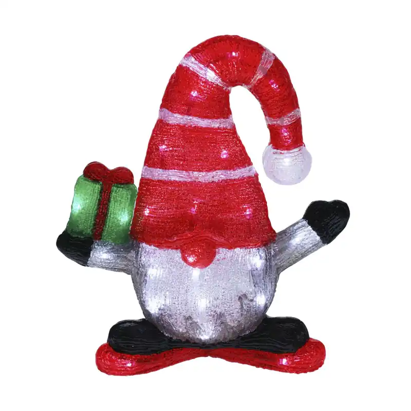 Well Home Gnomo Navideño con 40 Luces LED con temporizador 35x15x40cm - Decoración