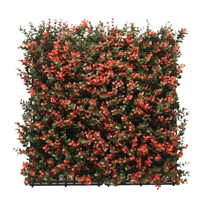 Well Home Jardín Vertical Artificial, Panel de Seto 100x100cm, Para decoración interior y exterior - Flores rojas realistas