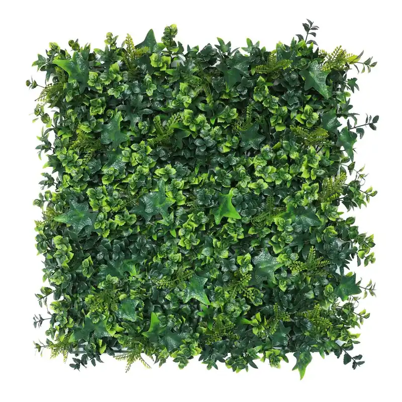 Well Home Jardín Vertical Artificial, Panel de Seto 100x100cm, Para decoración interior y exterior - De hojas Verdes Mixtas y Realistas