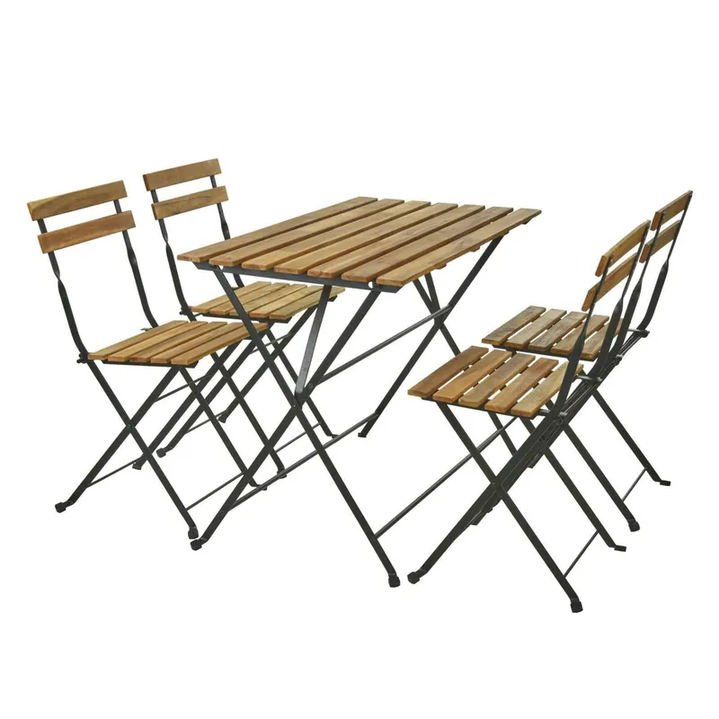WELL HOME - Juego 'Bistro' de mesa + 4 sillas en madera
