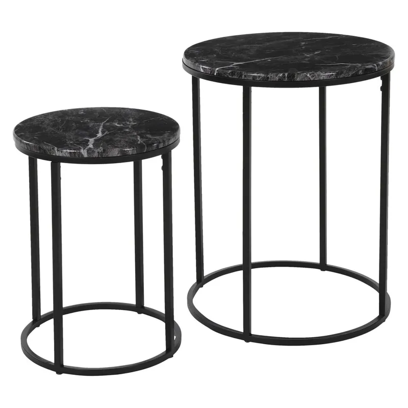Well Home Juego de 2 mesas en mdf y metal 30x30x40,5cm /40x40x50,5cm - Muebles