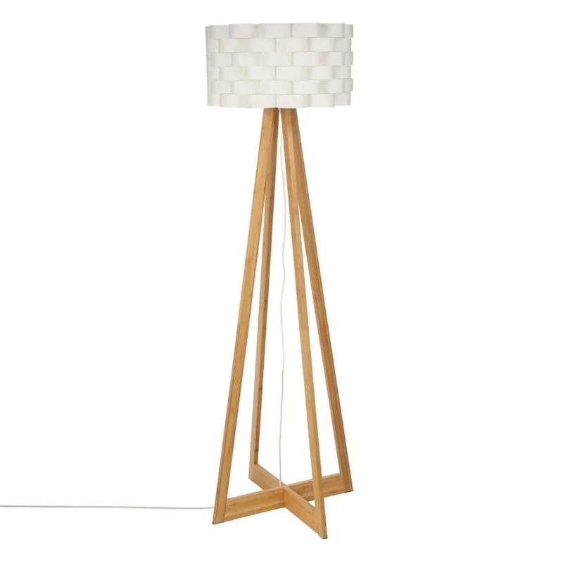 WELL HOME - Lámpara de pie en bambú color blanco Ø50x150cm