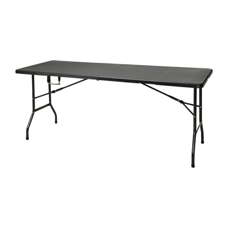 Well Home Mesa Plegable Negra con Mecanismo de Bloqueo Automático 74x180x70cm - Jardín