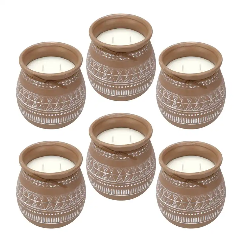 WELL HOME - Pack 6 Velas aromática envase de cemento