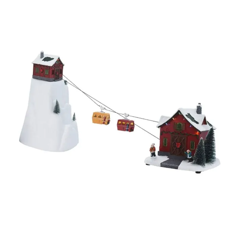 Well Home Paisaje Invernal con Teleférico móvil y tren de montaña - Decoración