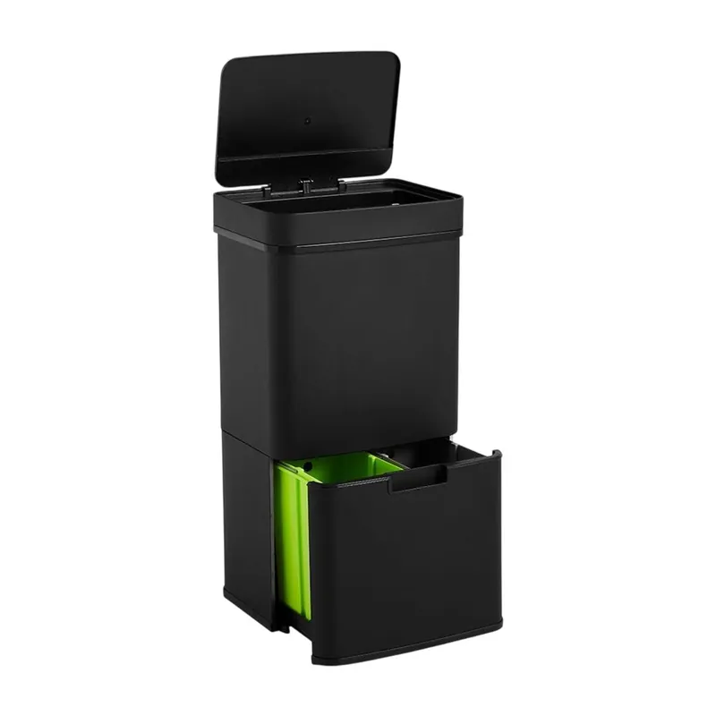 WELL HOME Papelera de reciclaje 62L (37L+25L) con 2 compartimentos - Baño