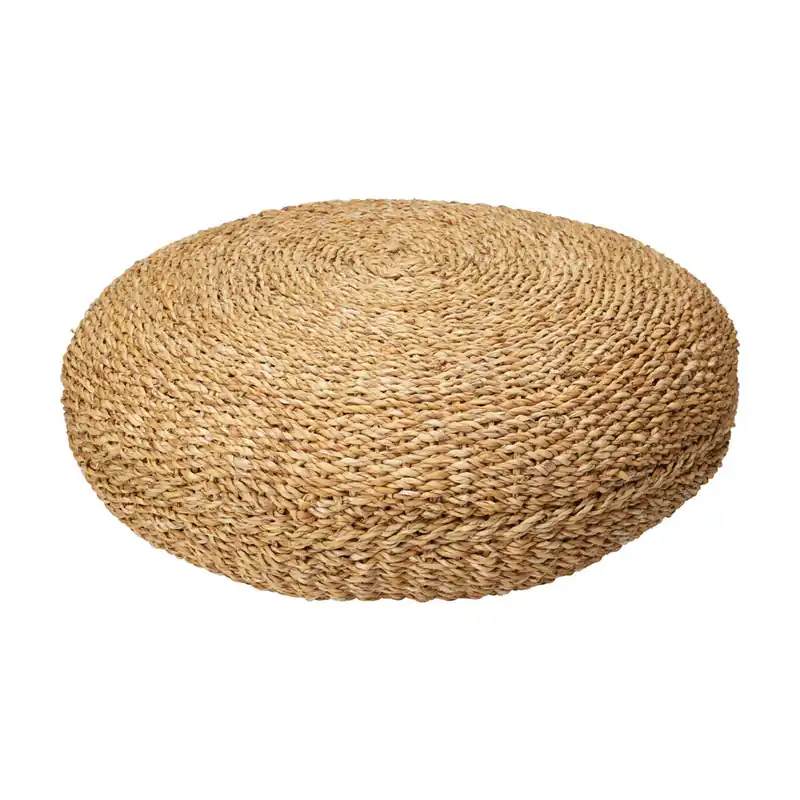 Well Home Puf redondo de algodón Beige Ø58x20cm - Sofás sillones puffs