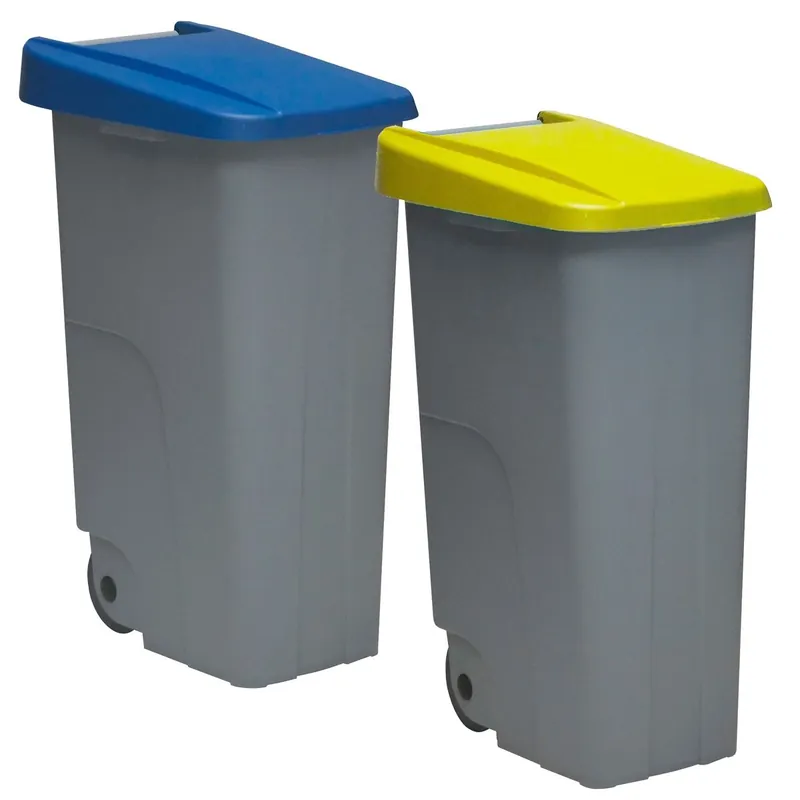 WELL HOME Set de 2 Contenedores Cerrados de 110L Azul+Verde H.88cm - Baño