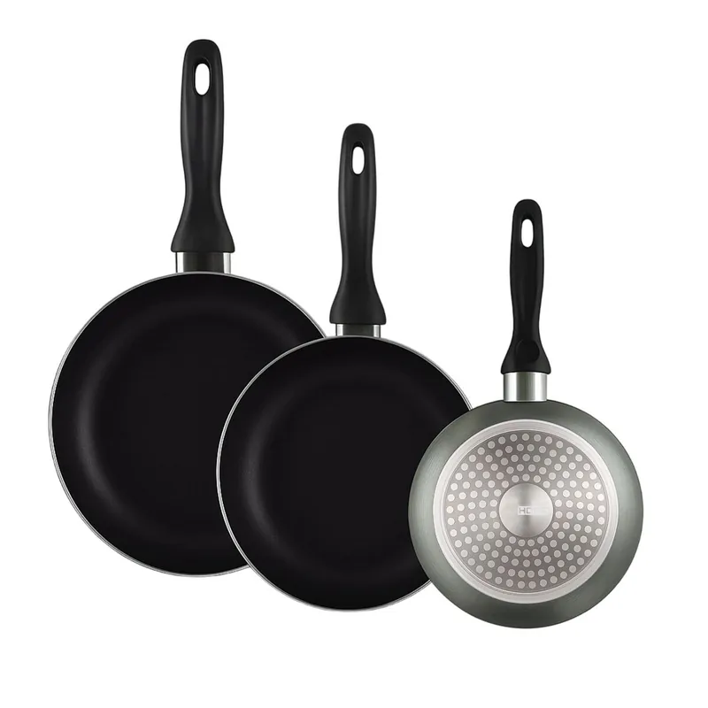 Well Home Set de 3 Sartenes Ø16Ø20Ø24cm de Aluminio prensado en Gris metalizado - Cocina