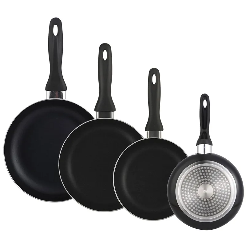 Well Home Set de 4 Sartenes Ø16Ø20Ø24Ø28cm de Aluminio en Negro - Cocina