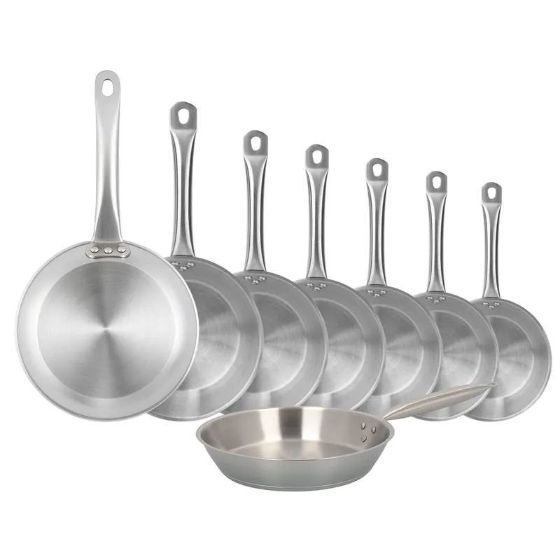 Well Home Set de 8 Sartenes Ø20Ø22Ø24Ø26Ø28Ø30Ø32Ø34cm en Acero inoxidable, Aptas para inducción y SIN antiadherente - Cocina