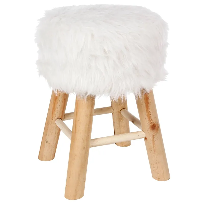 Well Home Taburete "Oslo" efecto pelo 30 x 42 cm - Muebles