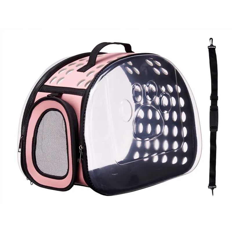 WELL HOME - Transportín grande plegable para mascotas 43x4x33cm color Rosa